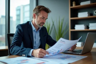 Economiste homme d'affaires dans un bureau moderne