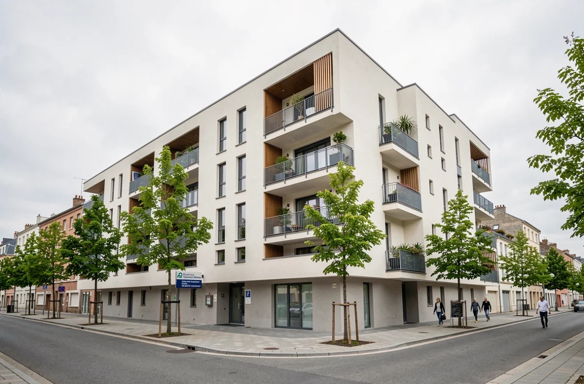 Façade extérieure d'un immeuble résidentiel moderne à Alfortville dans le Val-de-Marne