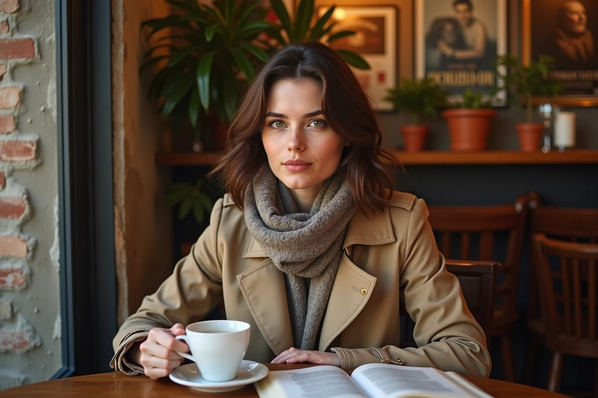 Jeune femme lisant dans un café à Toulouse Carmes