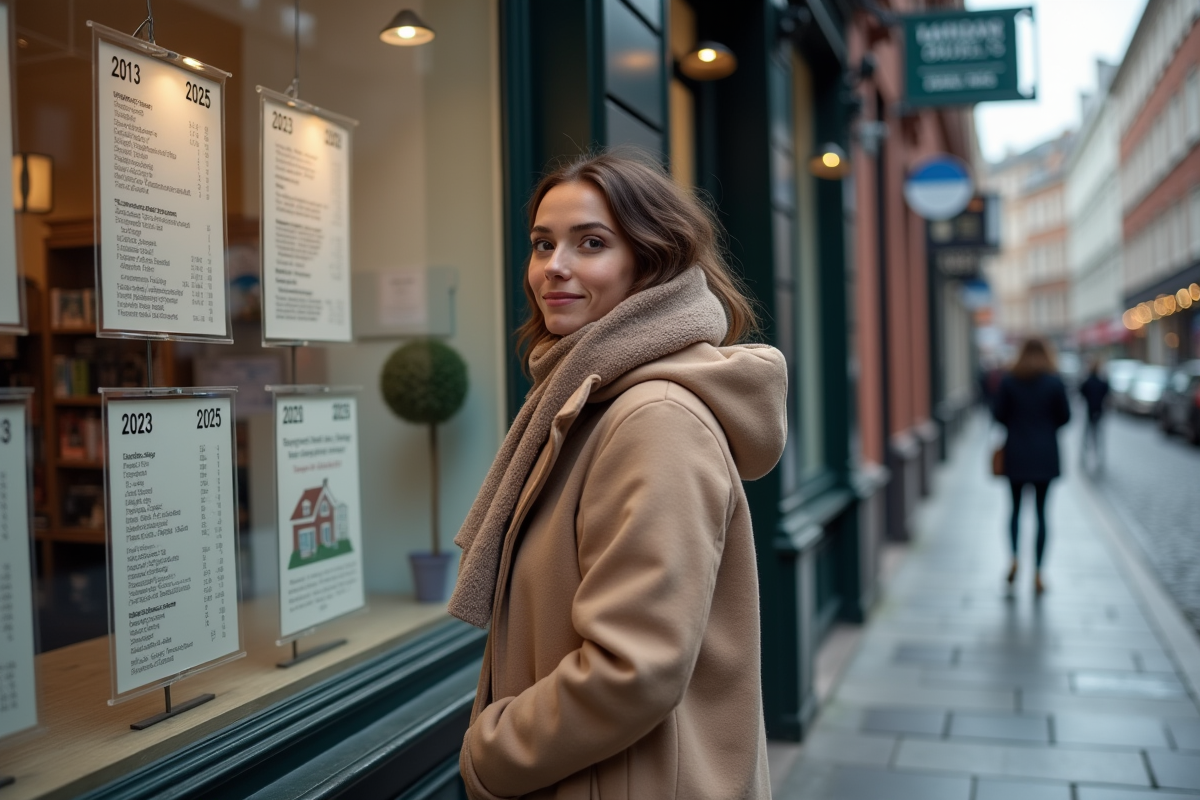 Jeune femme regarde la vitrine d
