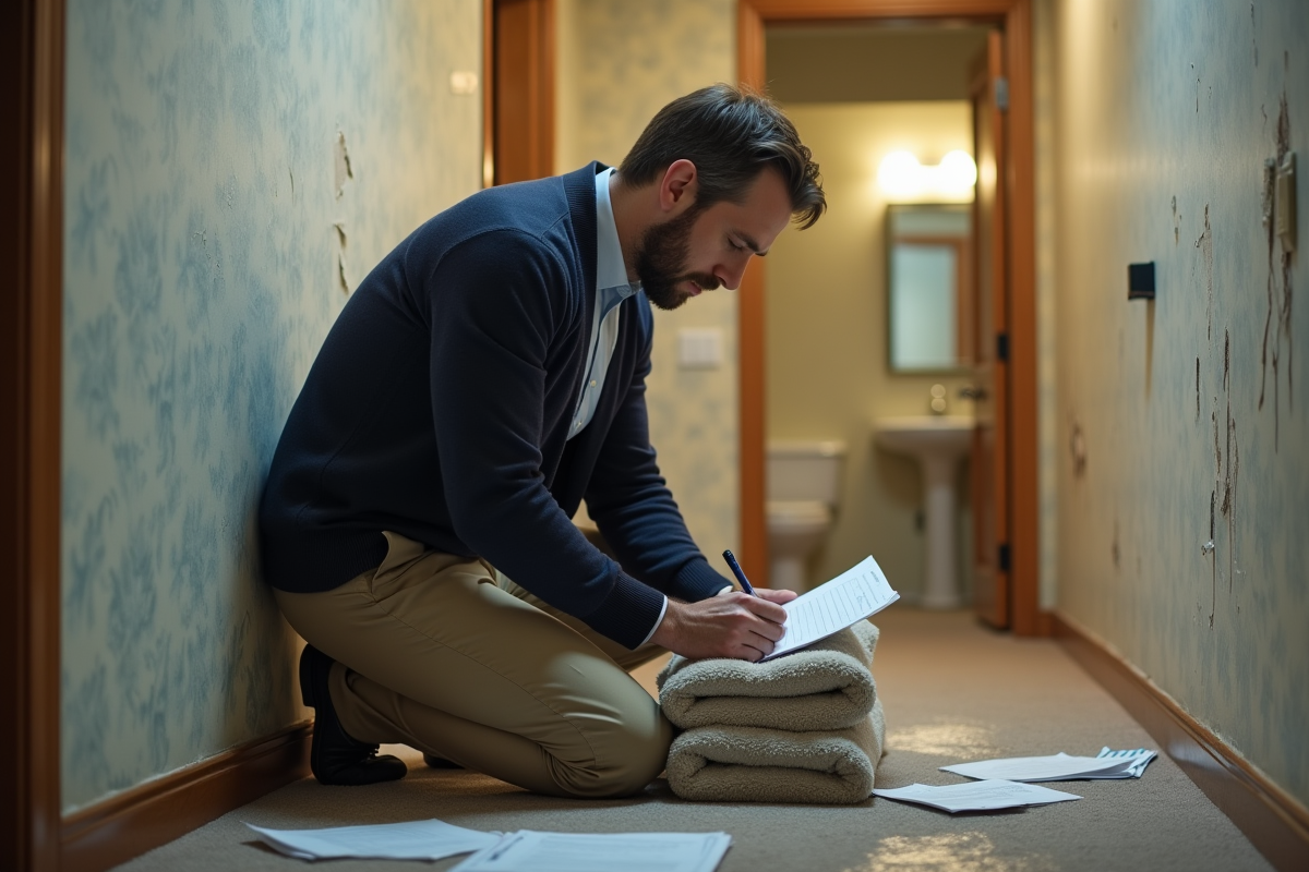 Homme réparant une fuite d