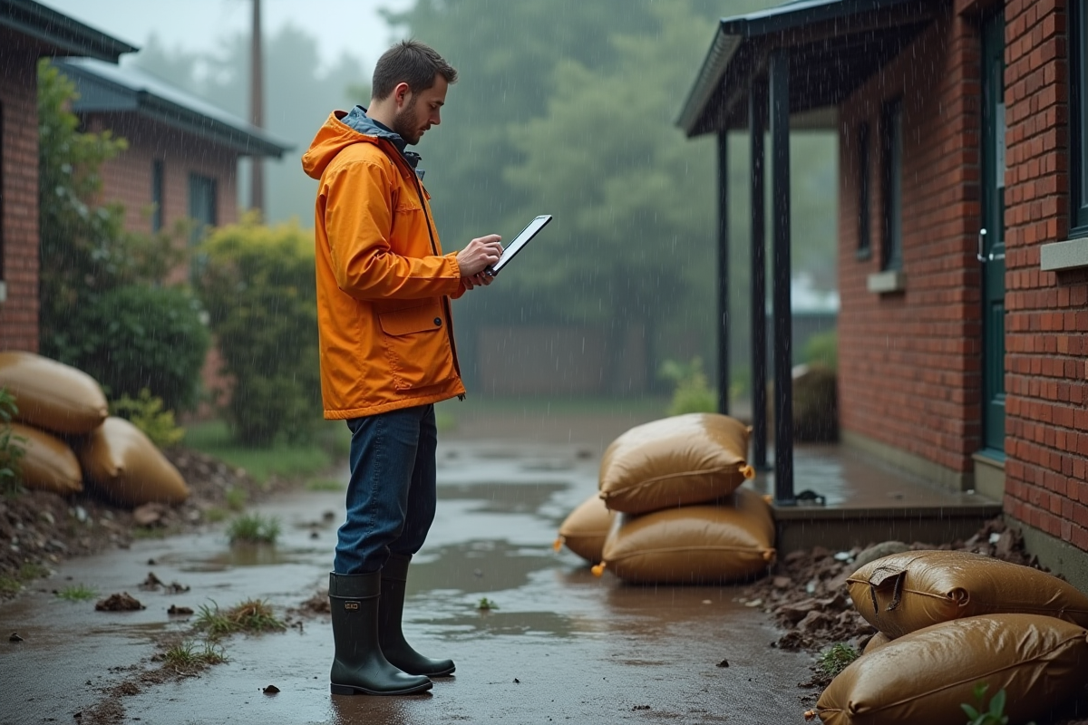 Inspecteur vérifiant dégâts d
