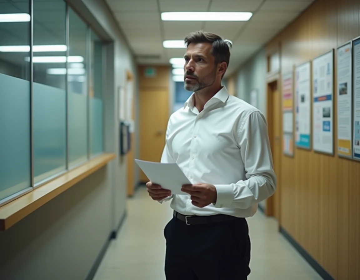 Locataire HLM en discussion avec un agent administratif au guichet d'un office de logement social