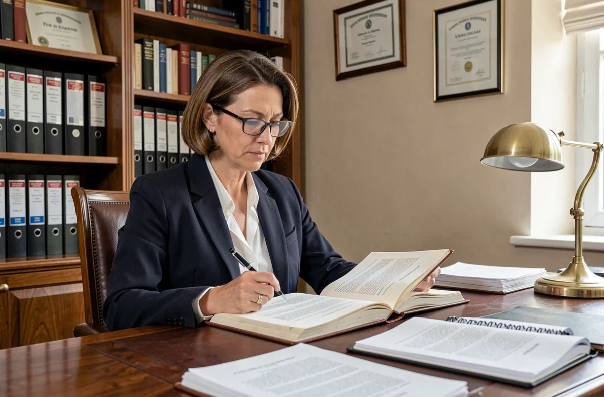 Notaire examinant un dossier de vente immobilière dans le cadre d'une procédure de divorce en Loire-Atlantique