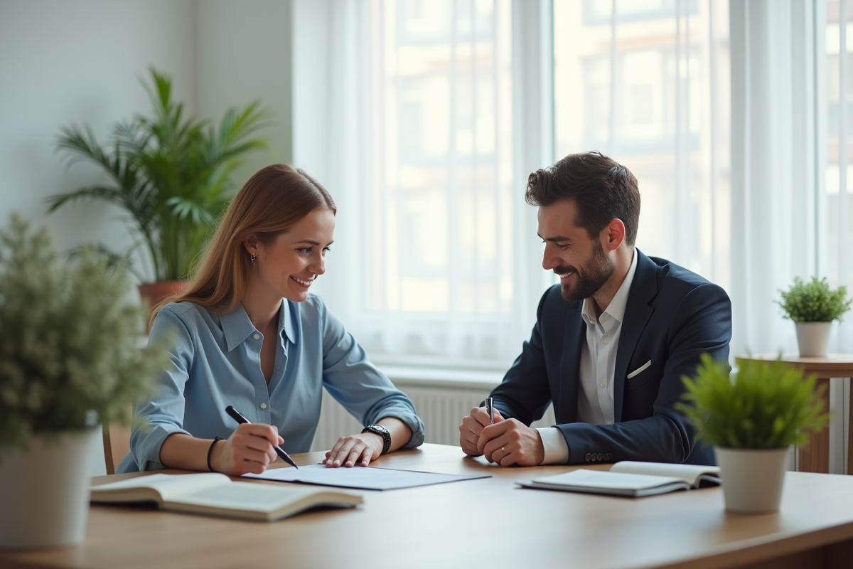 Proprietaire et locataire signant un contrat d