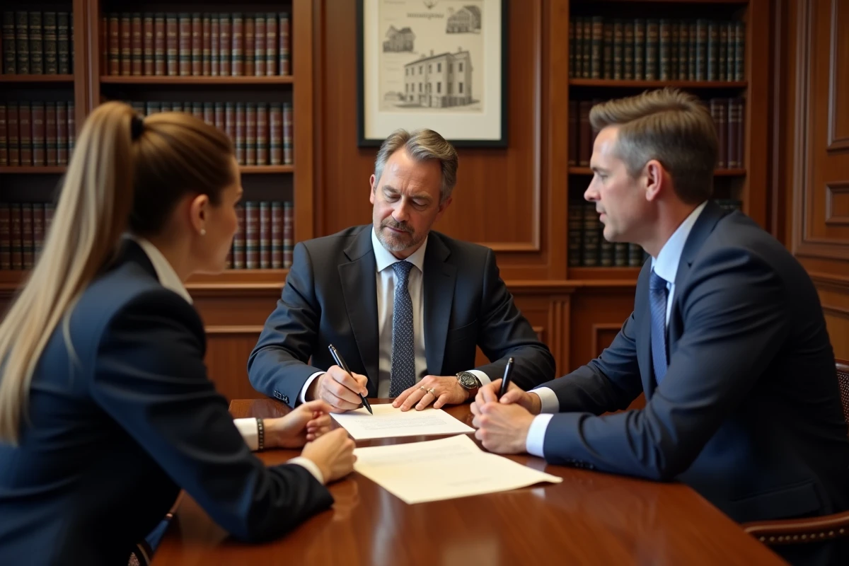 Signature d'un acte notarié pour l'achat d'un appartement ancien avec déduction mobilier et frais de notaire