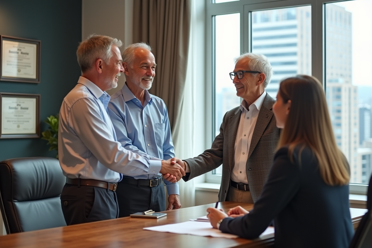 Couple et notaire lors de la signature d un contrat immobilier